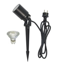 Garden floodlight set 12V AC, IP65, 99mm diameter, incl. bulb and 12W power supply unit