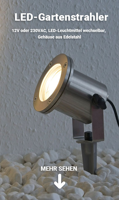 VBLED - LED-Lampe, LED-Treiber, Dimmer online beim Hersteller kaufen Gartenstrahler Set 12V AC, IP65, 99mm Durchmesser, inkl. Leuchtmittel und  12W Netzteil